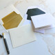 Your Logo Embossed 4x5 Fold Notes with Embassy Border - Ivory and White Paper with Gold and Black Envelope Liners - StationeryXpress.com (Printed text on the inside of the white fold note)
