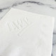 White Napkin with Custom Embossed Logo Example 2 at StationeryXpress (EG2673) White Napkin with Custom Embossed Logo Example 2 at StationeryXpress (EG2673)