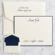 Casual Personalized Stationery - Raised Ink Flat Cards | StationeryXpress.com (EG7094) (Shown with font L90 on ivory paper, navy raised ink with an optional navy border and navy liners)