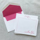  Script Flat Card Polka Dotted Border Raised Ink Stationery EG3271 StationeryXpress.com
(shown with optional fuchsia pink lined envelopes)