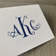 3 Initial Monogrammed Fold Notes - Raised Ink Stationery (EG2480) - Example