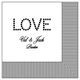 Power Couple Wedding Personalized Napkins - Embossed - 100/Set - (NX181) - Sample of Square Format, Line 1 Larger, Font L33, Motif M018 - StationeryXpress.com