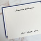 Paradise Personalized Flat Cards - White paper with blue border in back - Ivory Paper, Black Ink, Font L86 in front - EG7102