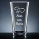 Wedding Pint Glass - Personalized Drinkware - Font L34 - Motif M023