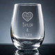 Wedding Stemless Wine Glass - Personalized Drinkware - Font L53 - Motif M024