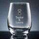 Wedding Stemless Wine Glass - Personalized Drinkware - Font L91 - Motif M029
