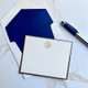 Your Logo Raised Ink on Flat Cards - Ivory Paper, Gold Raised Ink, X. Gold & Navy Minuet Foil Border with Navy Envelope Liners - StationeryXpress.com Your Logo Raised Ink on Flat Cards - Ivory Paper, Gold Raised Ink, X. Gold & Navy Minuet Foil Border with Navy Envelope Liners - StationeryXpress.com