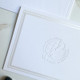 Your Logo Embossed on Oversized Fold Notes - Coventry Pearl Foil-Pressed Border on White Paper - StationeryXpress.com