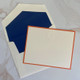 Your Logo Embossed on Flat Cards (4" x 5") - Ivory Paper, Orange Border, Navy Envelope Liners - EG5065 - StationeryXpress  Your Logo Embossed on Flat Cards (4" x 5") - Ivory Paper, Orange Border, Navy Envelope Liners - EG5065 - StationeryXpress