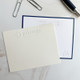 Your Logo Embossed on Flat Cards - 4” x 5” - Shown on Ivory & White Paper with Navy Border - StationeryXpress.com
(Additional fee applied for 2nd embossing die in corner)