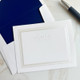 Your Logo Embossed on Flat Cards, 4x5, H. Coventry (Pearl Foil-Pressed Border) - White Paper - StationeryXpress.com
