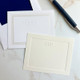 Your Logo Embossed on Flat Cards, 4x5, H. Coventry and A. Knightsbridge Borders - White and Ivory Paper - StationeryXpress.com