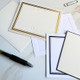Your Logo Embossed on Flat Cards, 4x5, Multiple Borders - White and Ivory Paper - StationeryXpress.com