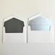 Slate Gray (left) and Silver Foil Liners (right) on White Envelopes at StationeryXpress.com