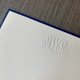 Classic Monogrammed Oversized Flat Card - Embossed - Close Up with Optional Navy Border