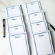 8 Custom Santa Monica Notepads & 8 Names - Great Gift Set - EG7092 - StationeryXpress.com. Shown with font L34, Navy Ink. (Pens not included)