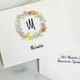 Flower Wreath Fold Notes - Flat Ink Stationery - Close up showing font L01