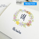 Flower Wreath Fold Notes - Flat Ink Stationery - Multiple Fonts Avaialble - StationeryXpress (Shown with font L01)