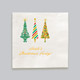 Merry Christmas Trees Personalized Napkins - Printed - 100/Set - (NX324) Sample of Font L42 on Ivory Napkin With Gold Ink- StationeryXpress.com