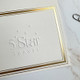 Your Logo Embossed Mulberry Gold Foil Frame 4x5 Fold Notes Close Up - StationeryXpress.com