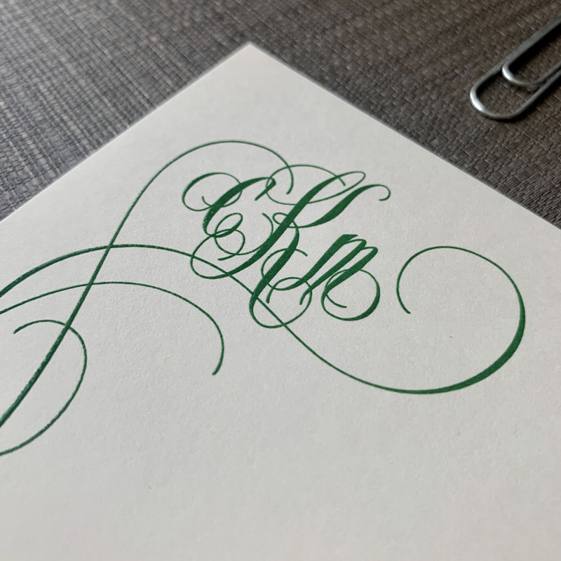 Monterey Monogrammed Flat Cards Raised Ink Stationery EG8007 Stationery Xpress