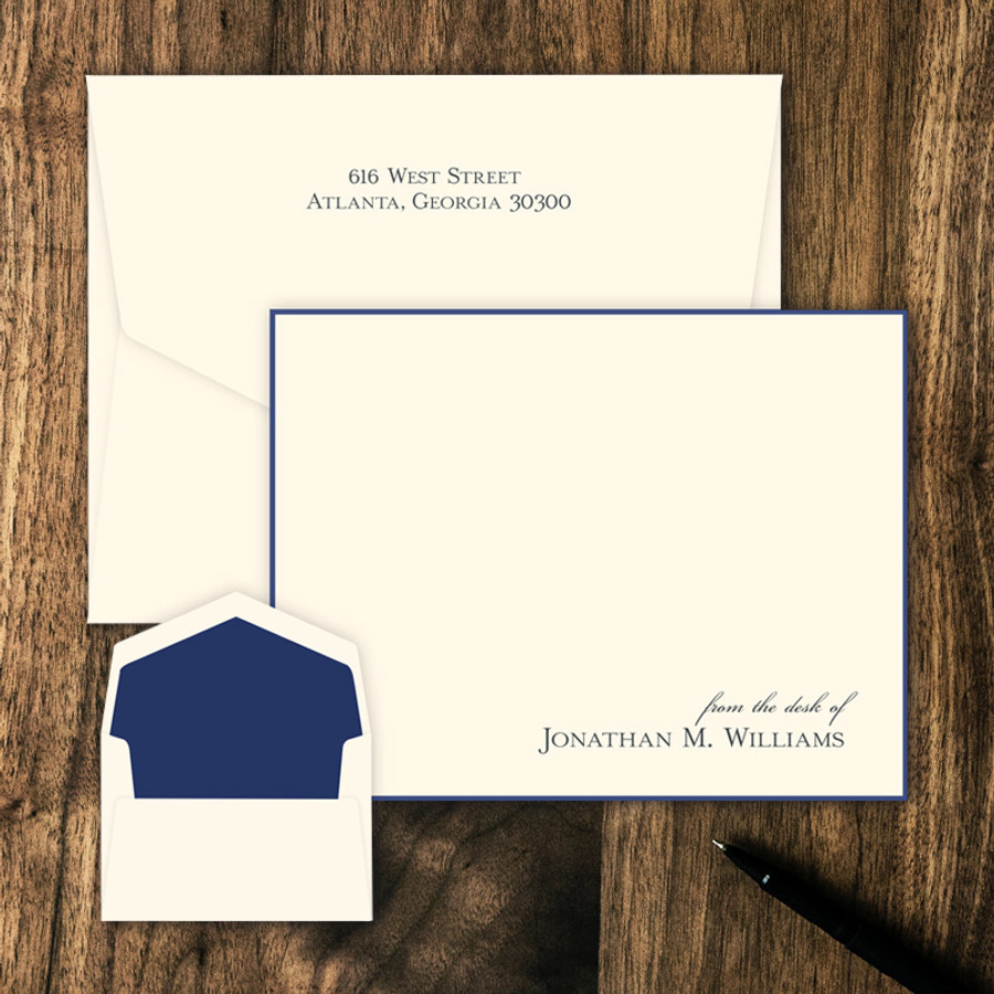 From The Desk Of Personalized Flat Cards - Raised Ink Stationery