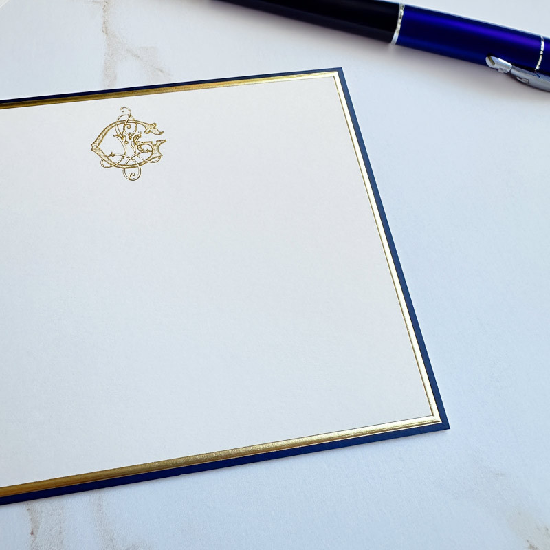 Your Logo Raised Ink on Flat Cards (4" x 5") with an Embossed Border ...