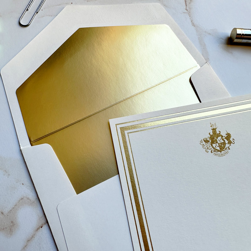 Your Logo Raised Ink on Flat Cards (4" x 5") with an Embossed Border ...