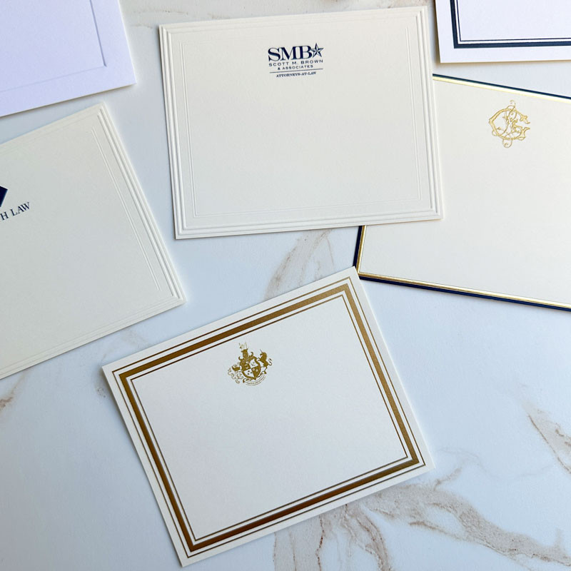 Your Logo Raised Ink on Flat Cards (4" x 5") with an Embossed Border ...