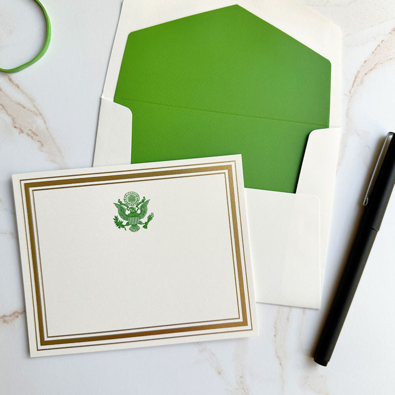 Your Logo Raised Ink on Flat Cards (4" x 5") with an Embossed Border ...