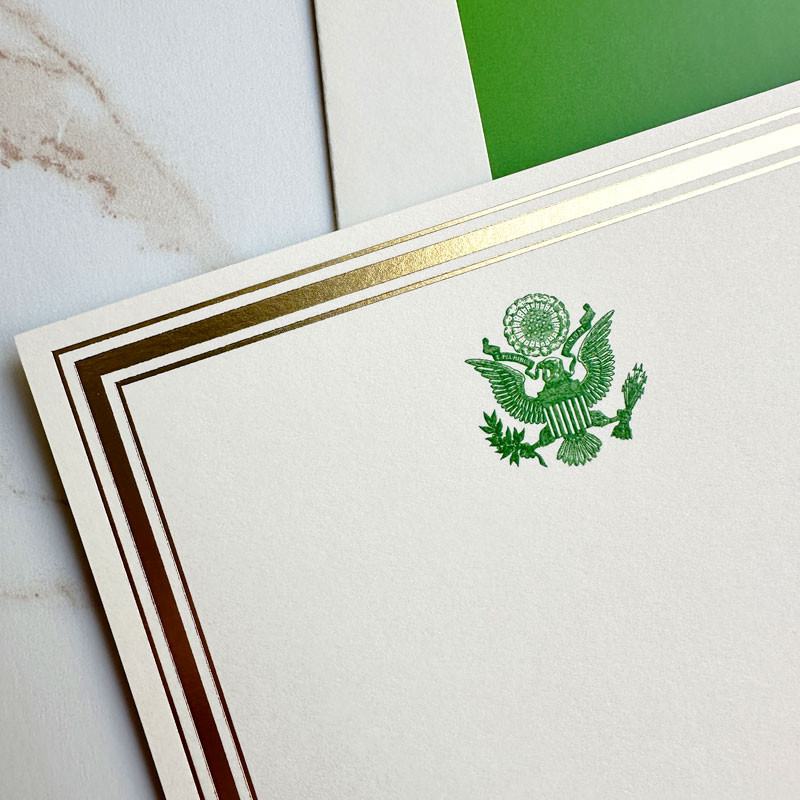 Your Logo Raised Ink on Flat Cards (4" x 5") with an Embossed Border ...