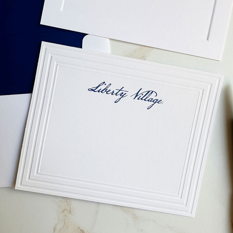 Your Logo Raised Ink on Flat Cards (4" x 5") with an Embossed Border ...
