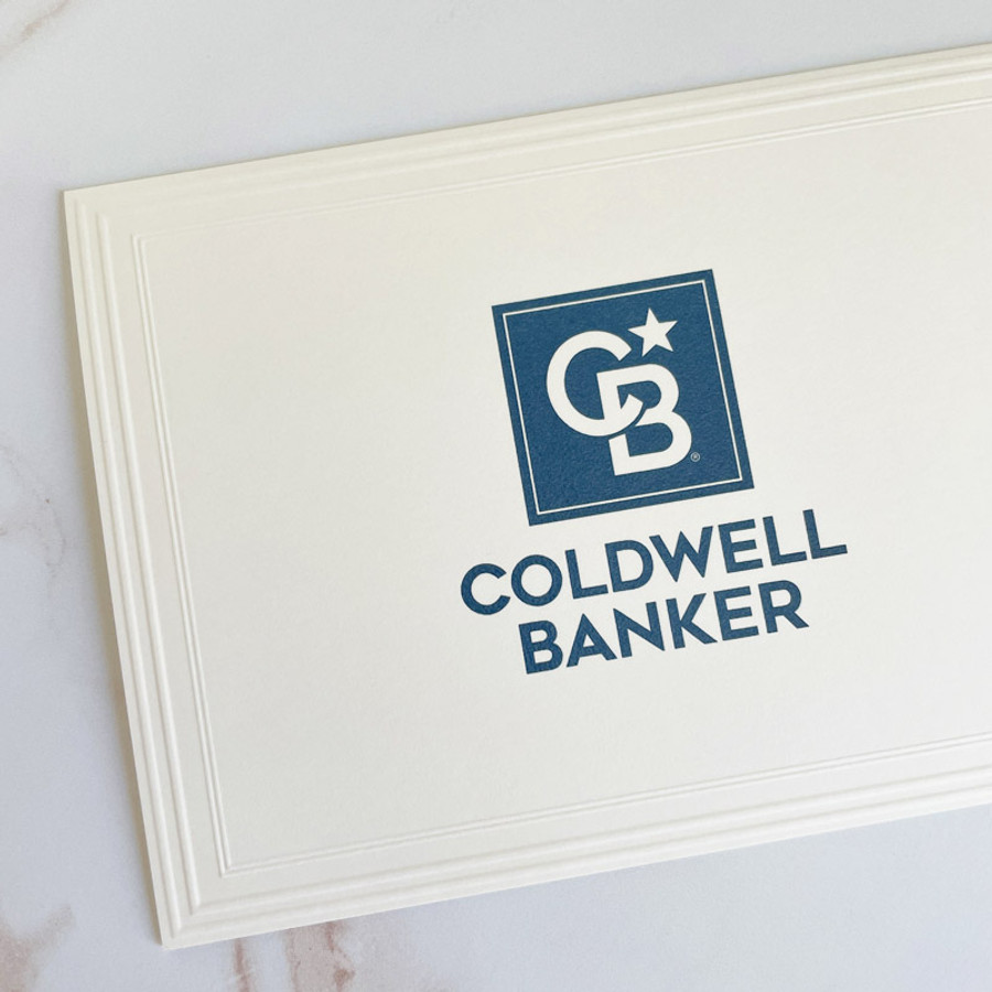 Your Logo Raised Ink Fold Notes (4.5 x 6.25) with Embossed Border - Fully  Custom Stationery