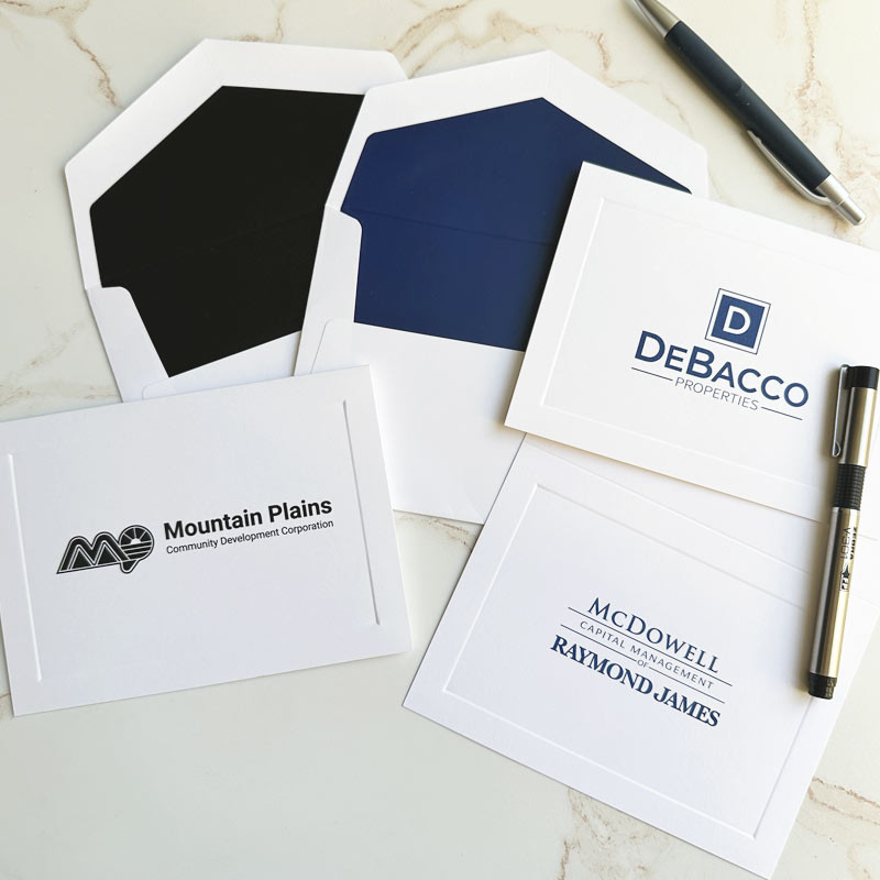 Your Logo Raised Ink Fold Notes (4.5" x 6.25") with Embossed Border ...