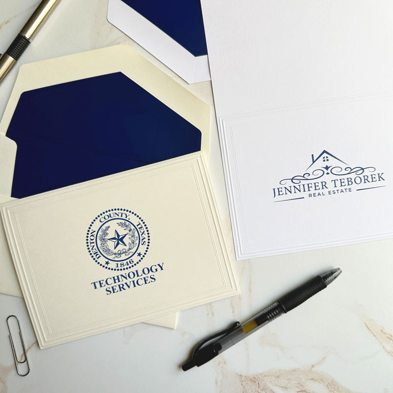 Your Logo Raised Ink Fold Notes (4.5" x 6.25") with Embossed Border ...