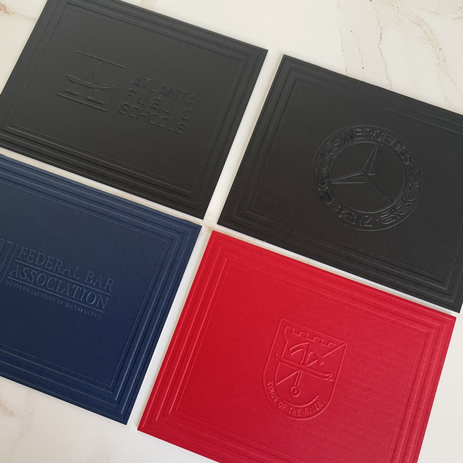 Your Logo Embossed on Colorful Folded Notes (4x 5) with an Embossed Border