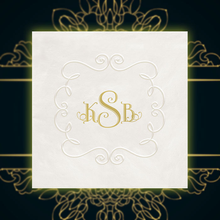 Foil-pressed wedding napkins