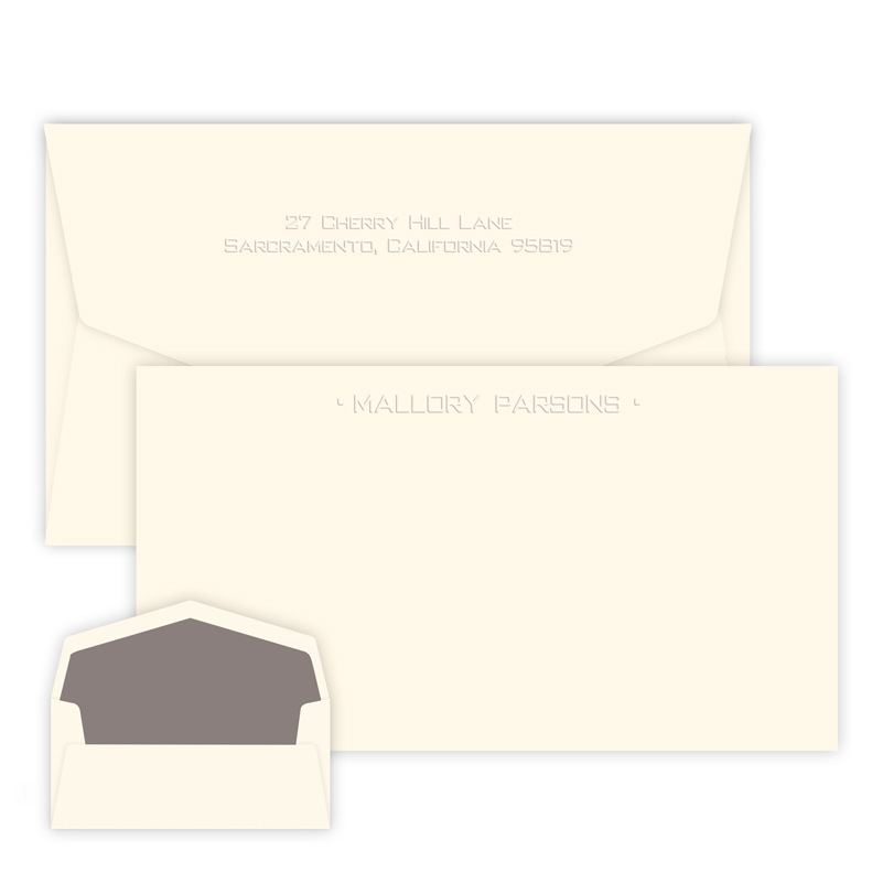 One Line Long Flat Cards With Dots - Embossed Stationery (EG2015-L)