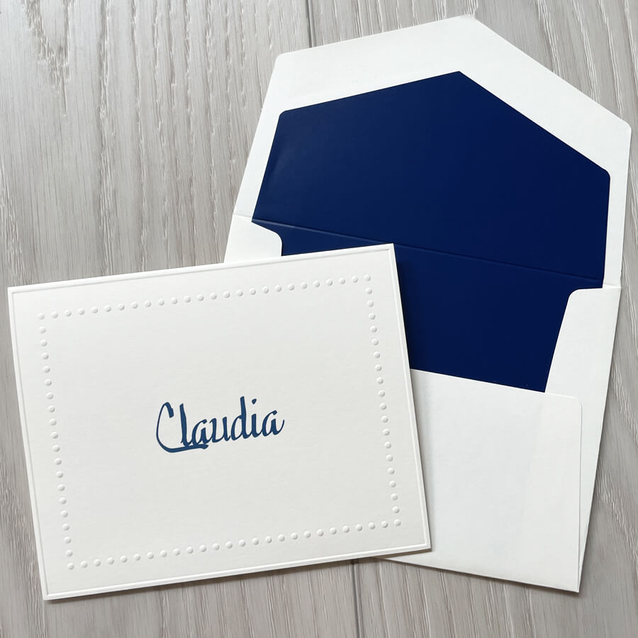 Personalized Note Card & Envelope Stationary Set with Border, Monogram and  Full Name, Boxed Stationery Set of Flat Notecards in Choice of Colors 