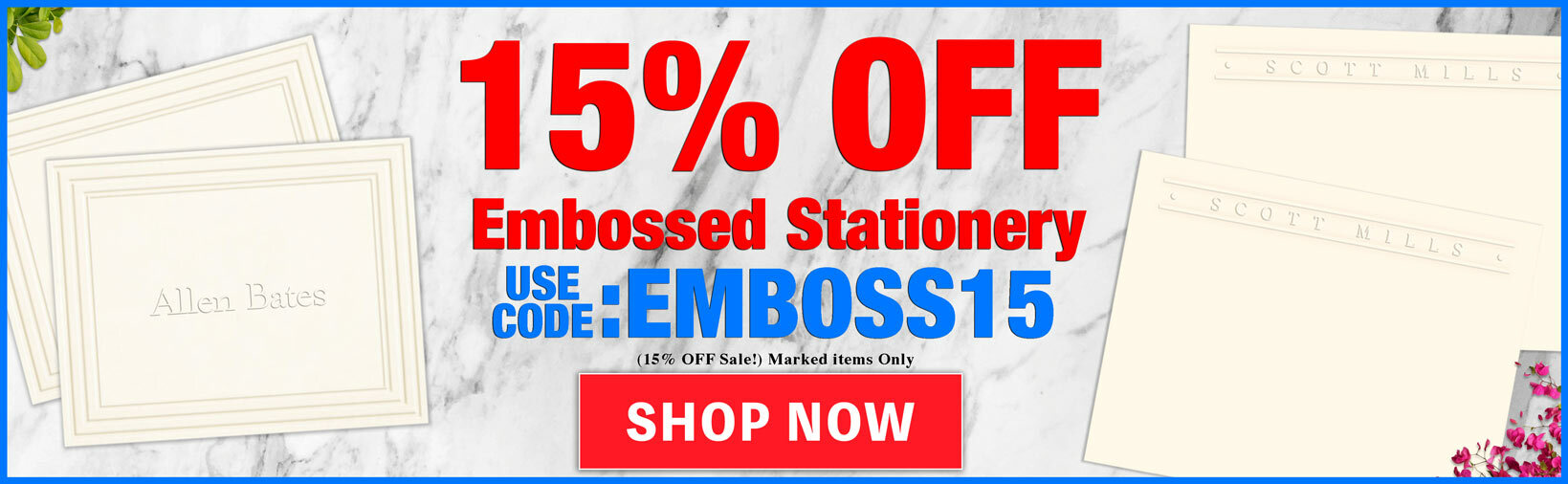 15% OFF Embossed Stationery Sale at StationeryXpress.com