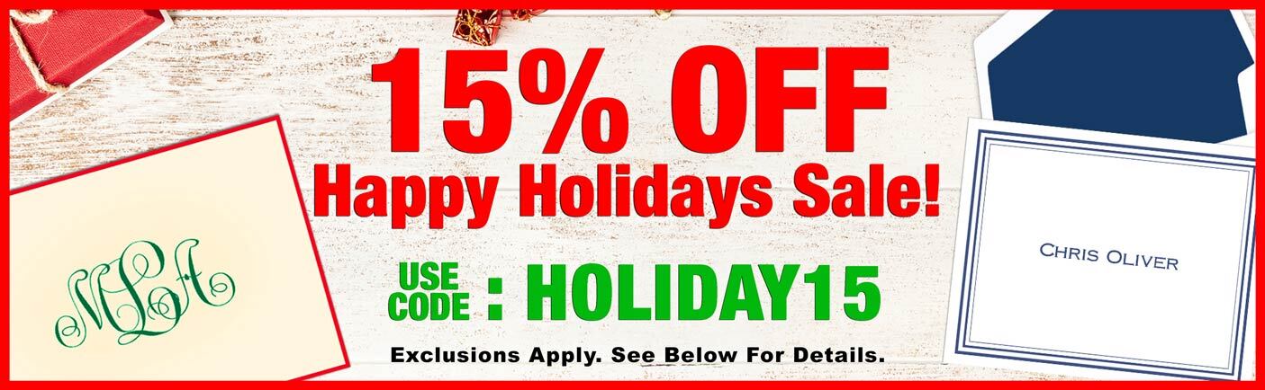 15% OFF Holiday Sale at StationeryXpress.com 15% OFF Stationery Sale Graphic at StationeryXpress.com