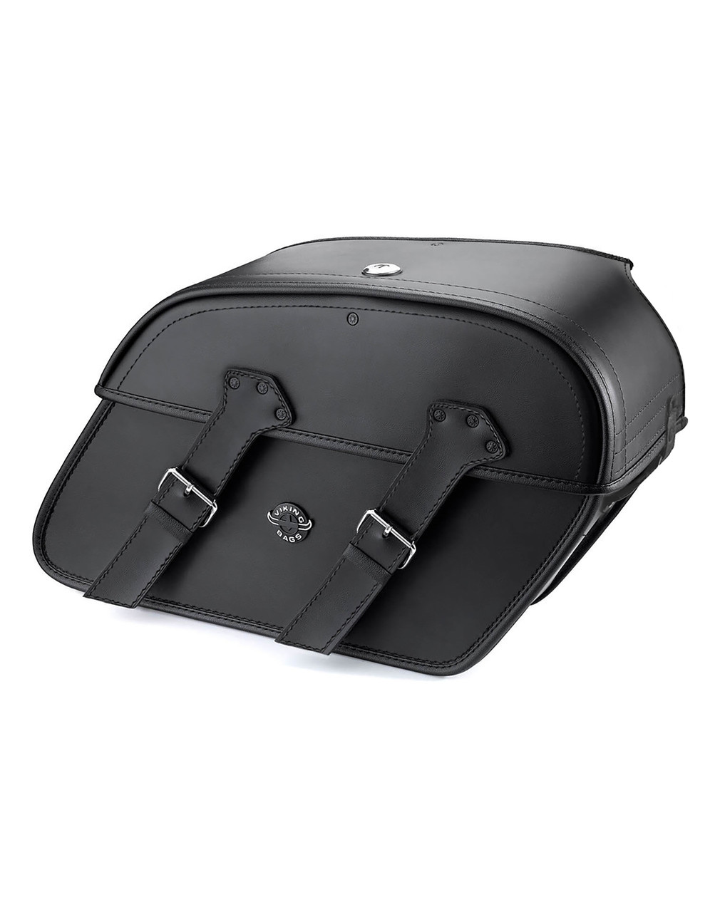 Viking Raven Extra Large Shock Cut-Out Leather Motorcycle Saddlebags for Harley Street 500