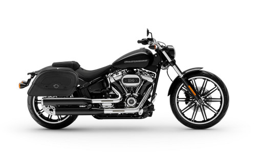 Viking Warrior Extra Large Leather Motorcycle Saddlebags For Harley Softail Breakout 114 FXBRS Bag on Bike View