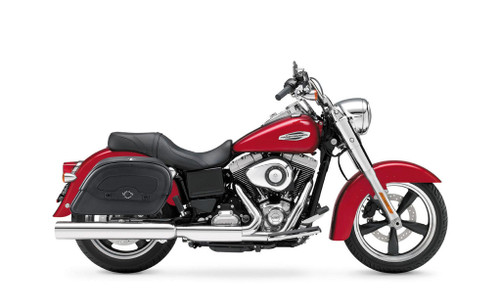 Viking Warrior Large Leather Motorcycle Saddlebags for Harley Dyna Switchback FLD Bag on Bike View