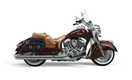 Viking Skarner Indian Vintage Medium Leather Studded Motorcycle Saddlebags Bag On Bike View