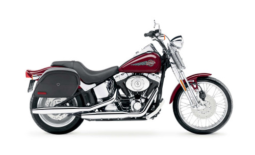 Viking California Large Leather Motorcycle Saddlebags for Harley Softail Springer FXSTS Bag On Bike