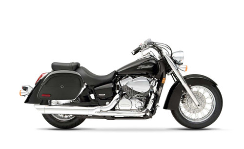 Viking California Large Honda 750 Shadow Aero Leather Motorcycle Saddlebags Bag On Bike 