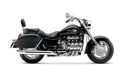 Viking Aviator Large Honda 1500 Valkyrie Standard Leather Motorcycle Saddlebags Bag on Bike