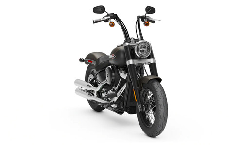 Viking Iron Born 12 Inch Motorcycle Handlebar For Harley Softail Slim FLS Gloss Black On Bike View