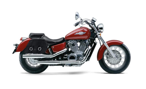 Viking Skarner Medium Lockable Honda Shadow 1100 Ace Leather Motorcycle Saddlebags Bag on Bike View